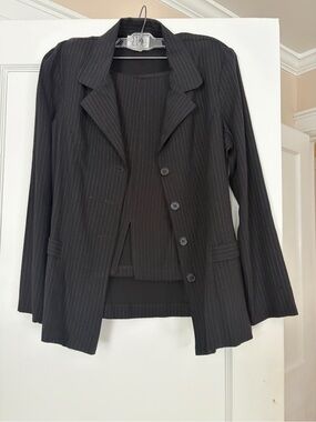 Vintage 90’s Pinstripe Black Classic Two-Piece Skirt and Blazer